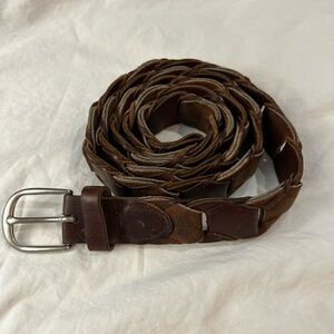 Vintage Leather Patina Brown Braided Belt Large‎